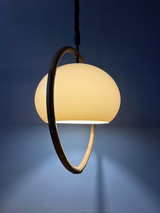 Mid Century Bamboo Dijkstra Space Age Mushroom Pendant Lamp