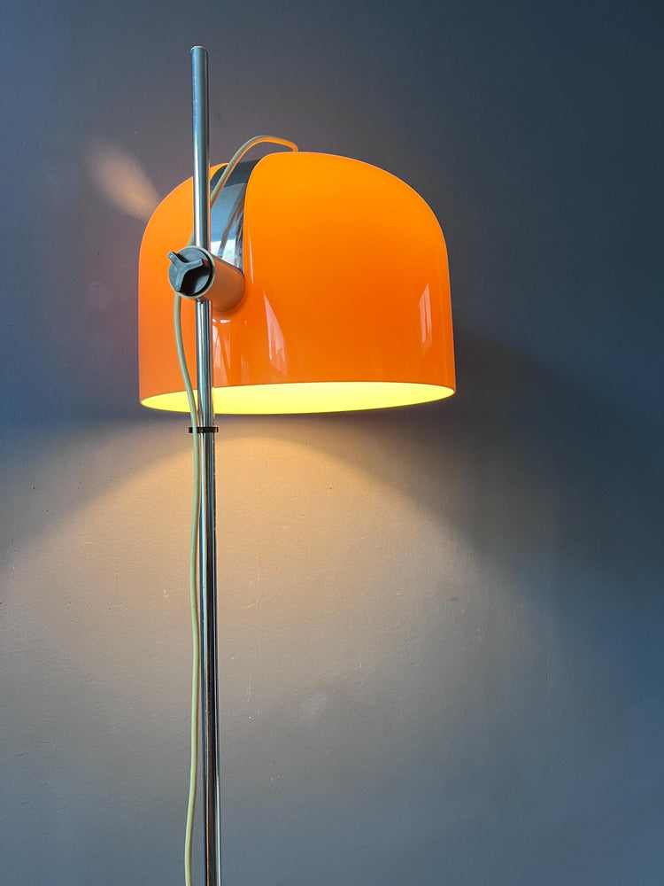 Guzzini Forma Space Age Floor Lamp Chrome Base Orange Shade