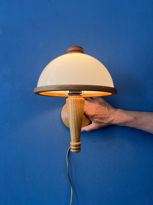 Vintage Steinhauer Wall Lamp Mid Century Adjustable Wooden Arm Plexiglass Light