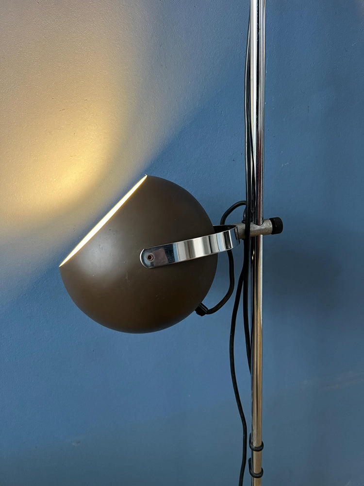 Vintage 70s Mat Brown Eyeball Floor Lamp