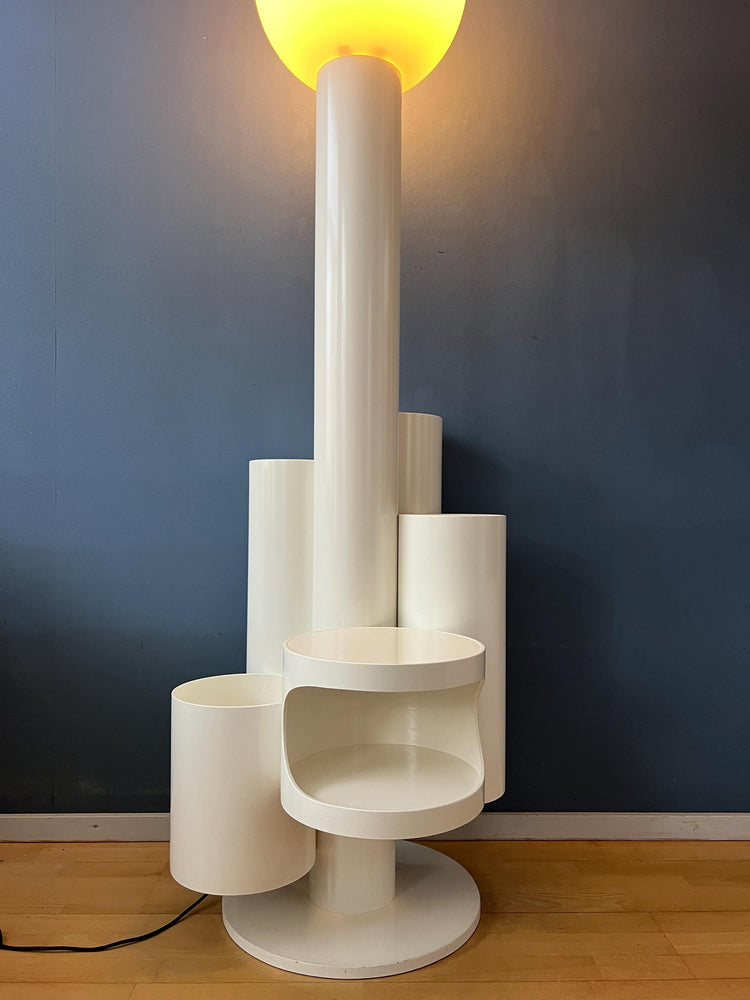 White 'Close Encounter' Floor Lamp and Plant Stand by Kerst Koopman