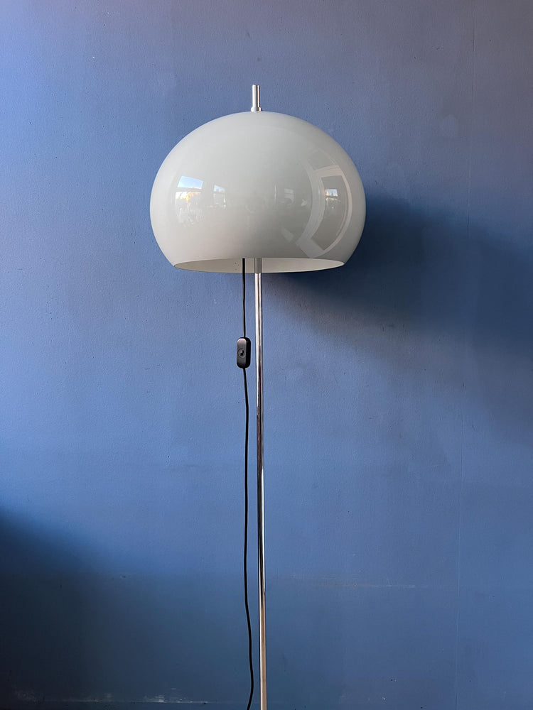 Vintage White Mushroom Floor Lamp | Mid Century Plexiglass Shade