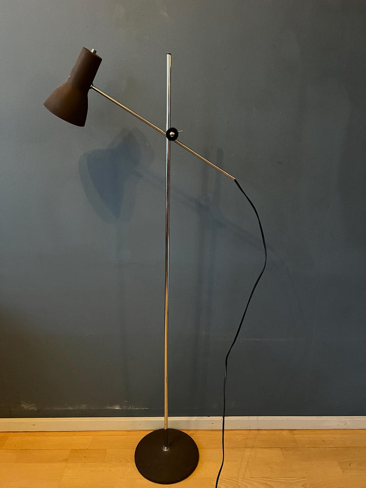 Mid Century Adjustable Brown Floor Lamp