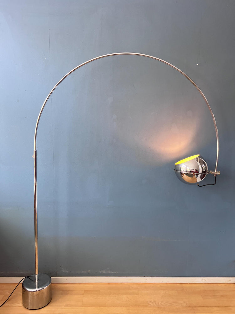 Vintage GEPO Chrome Space Age Arc Floor Lamp with Adjustable Eyeball Shade