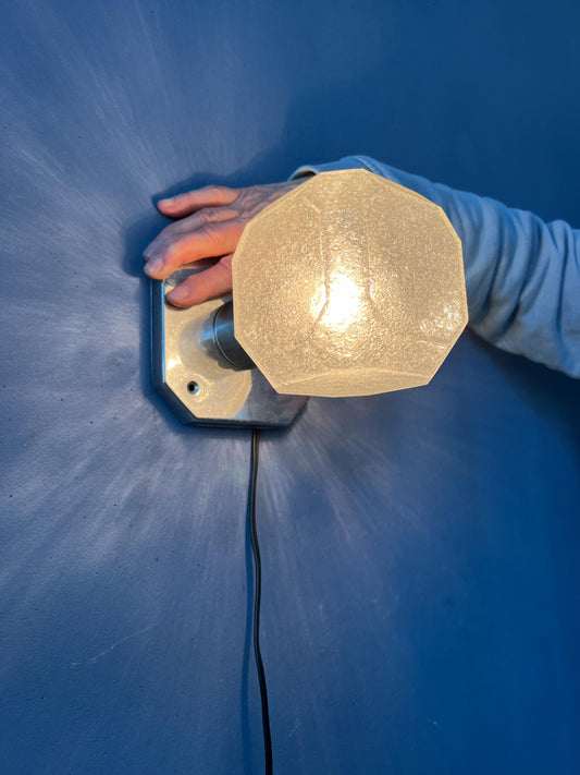 Mid Century Brutalist Cosack Leuchten Seeded Glass Flush Mount Wall Sconce