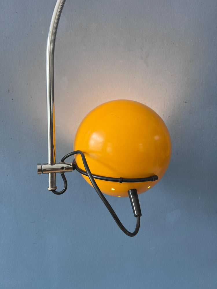 Vintage Yellow Herda Mid Century Arc Eyeball Wall Lamp