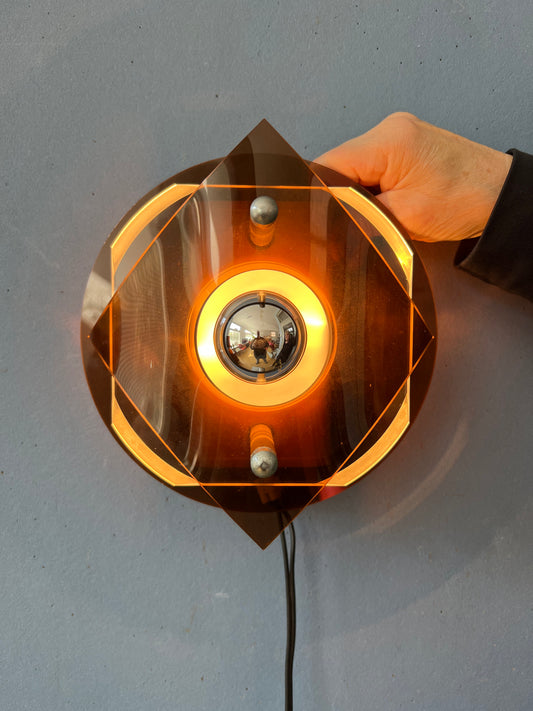 Herda Space Age Rounded Plexiglass Wall Sconce - Perspex Wall Lamp