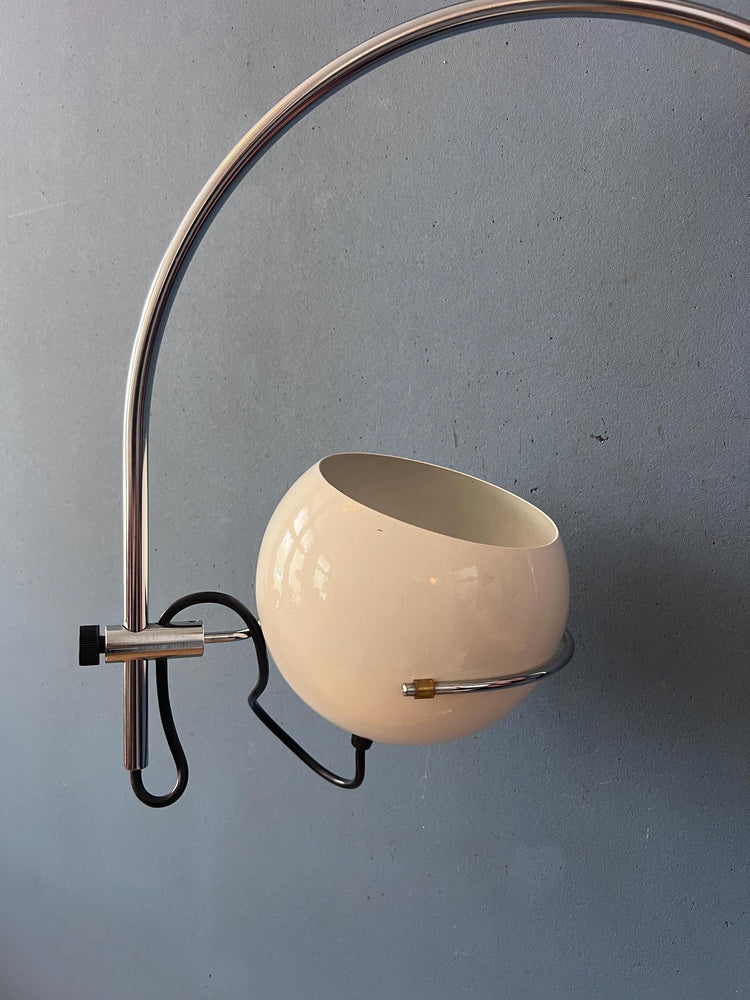 Vintage GEPO Arc Wall Lamp in White Metal, Mid Century Modern Space Age Lighting