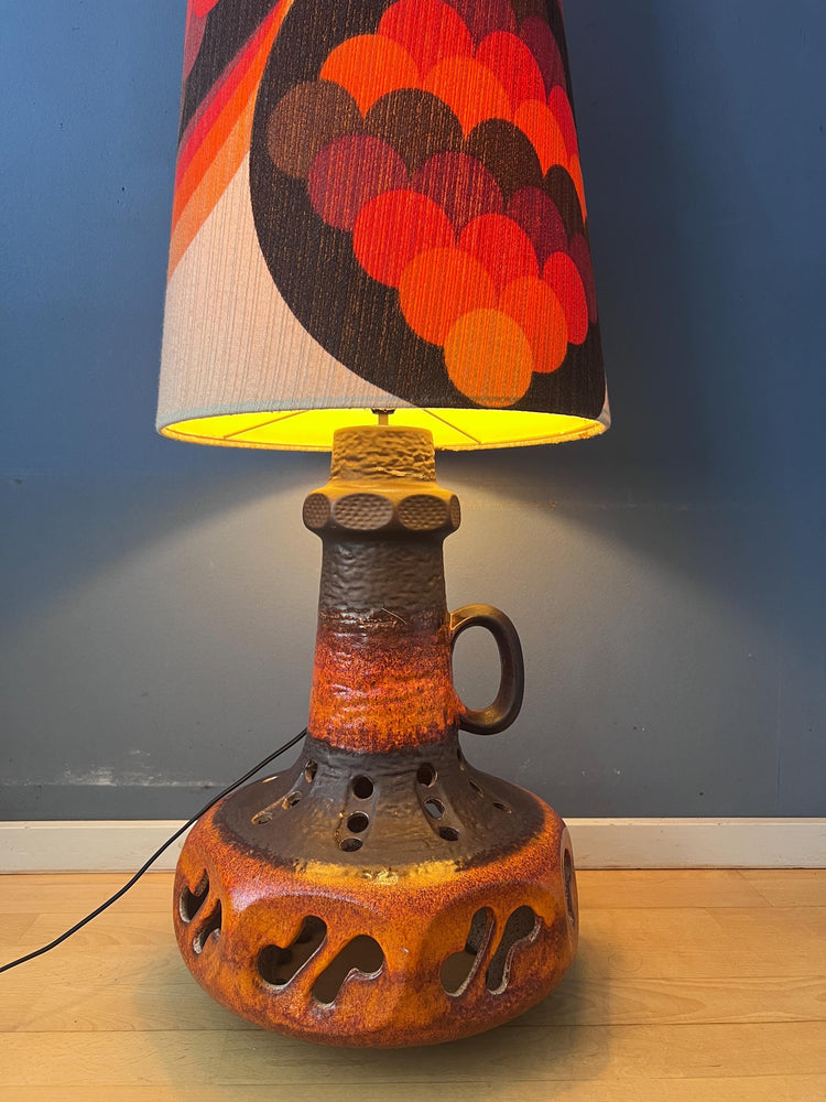 Vintage Orange Ceramic West Germany MCM Floor Lamp