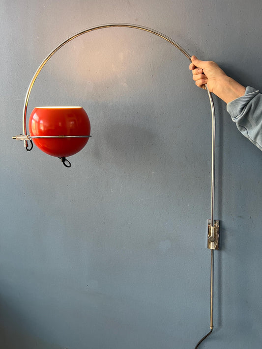 Orange Mid Century Space Age GEPO Eyeball Arc Wall Lamp