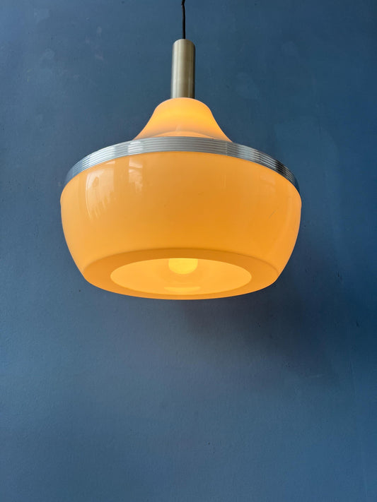 Vintage Beige Plexiglass Space Age Pendant Lamp