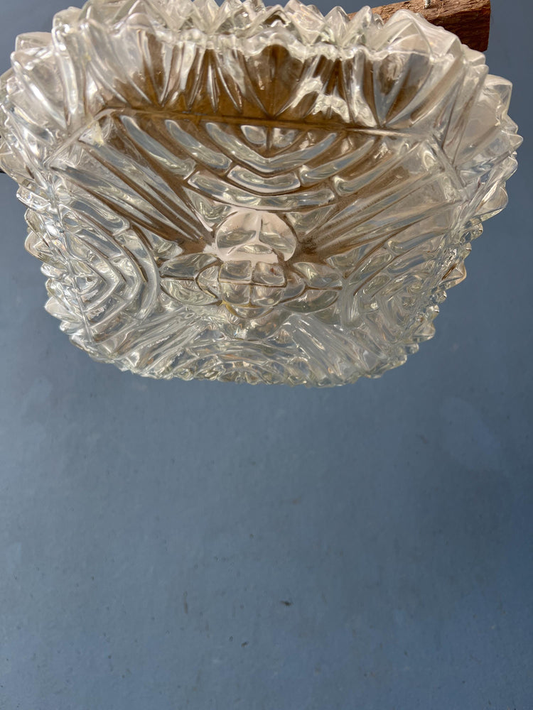 Vintage 30s Flush Mount Glass Ceiling Lamp