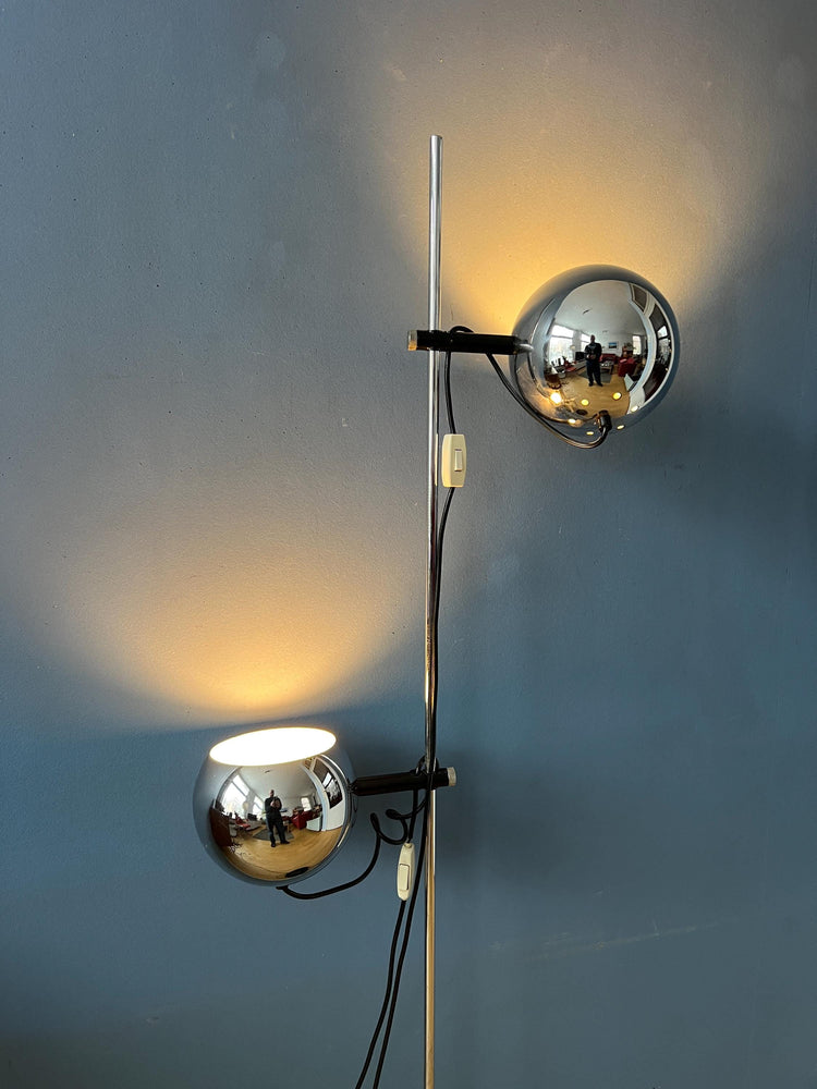 70s Mid Century Chrome Herda Eyeball Floor Lamp