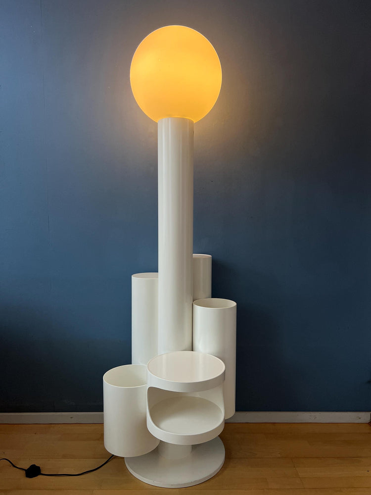 White 'Close Encounter' Floor Lamp and Plant Stand by Kerst Koopman