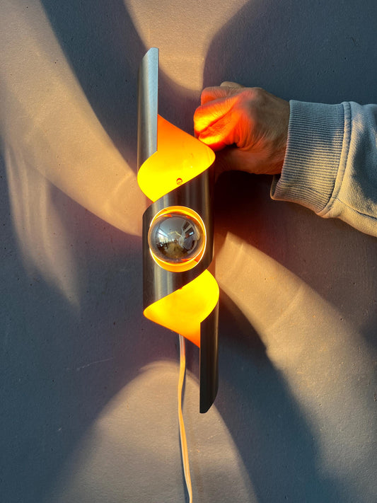 Vintage 'Twisted' Polam Space Age 'Wokkel' Wall Lamp