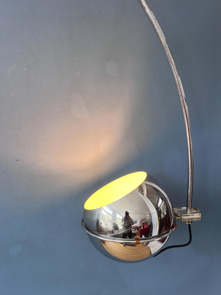 Vintage GEPO Chrome Space Age Arc Floor Lamp with Adjustable Eyeball Shade