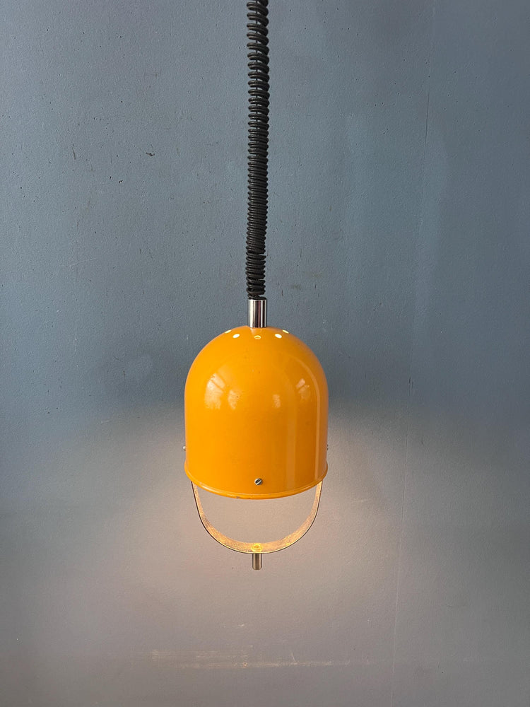 Vintage Yellow Space Age Pendant Lamp, Mid Century Modern Hanging Light