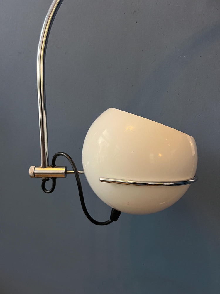 White Vintage Space Age Arc Wall Lamp by GEPO