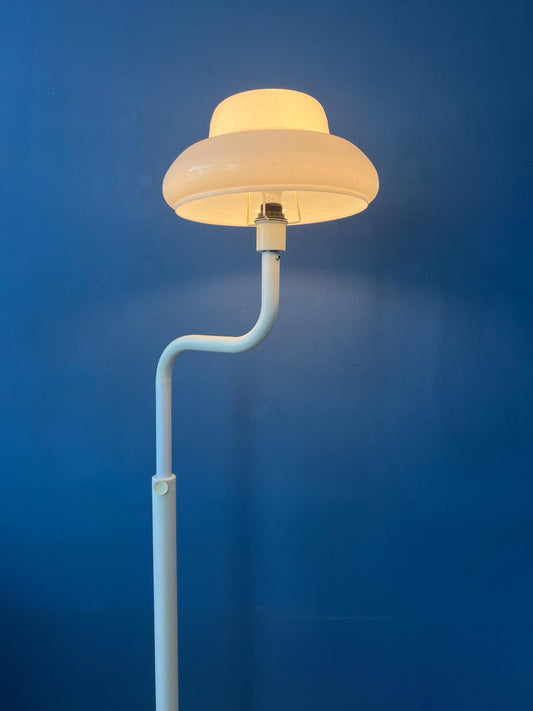 Mid Century Mushroom Floor Lamp with White Plexiglass Shade