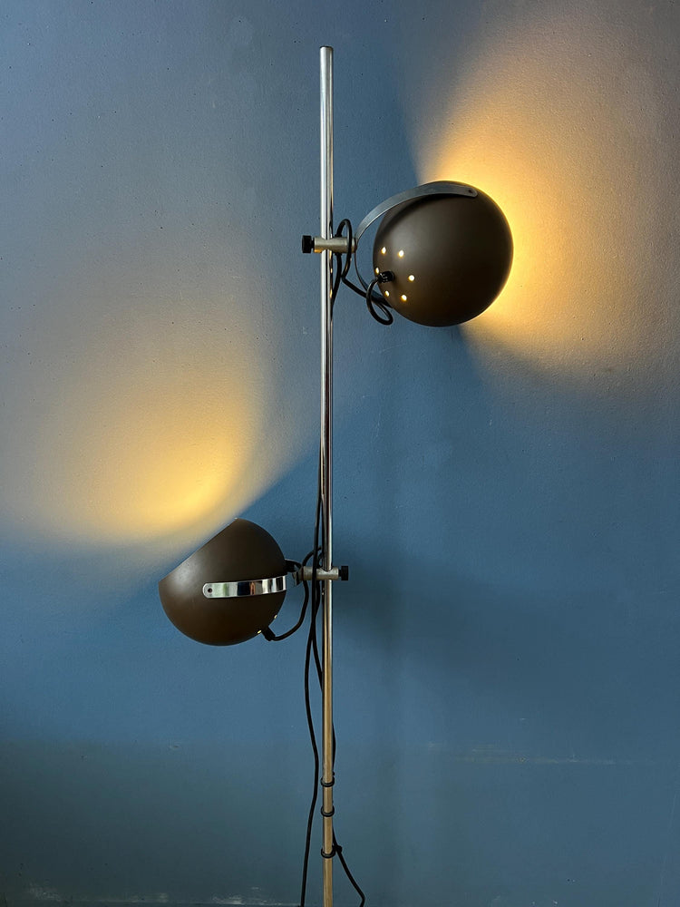 Vintage 70s Mat Brown Eyeball Floor Lamp