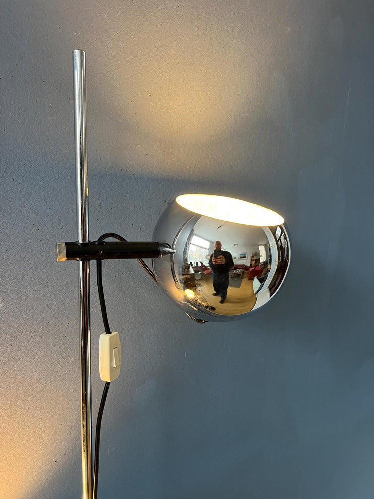 70s Mid Century Chrome Herda Eyeball Floor Lamp