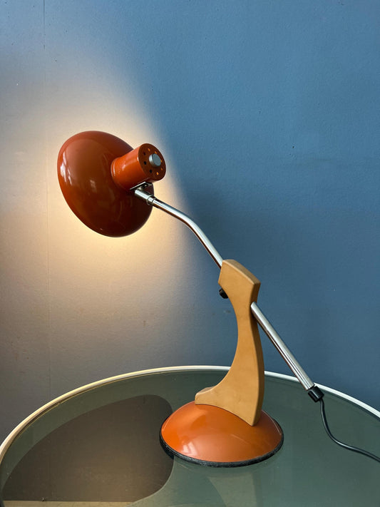 Massive Orange and Brown Fase Style Space Age Desk Lamp