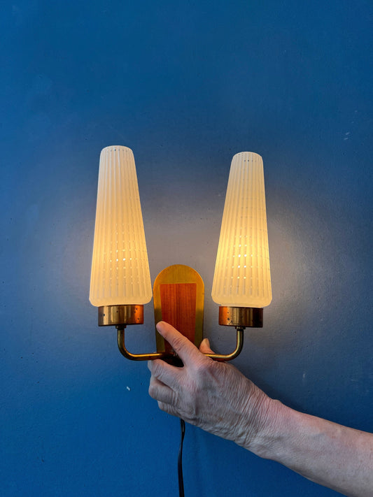 Double Mid Century Scandinavian Glass Wall Sconce