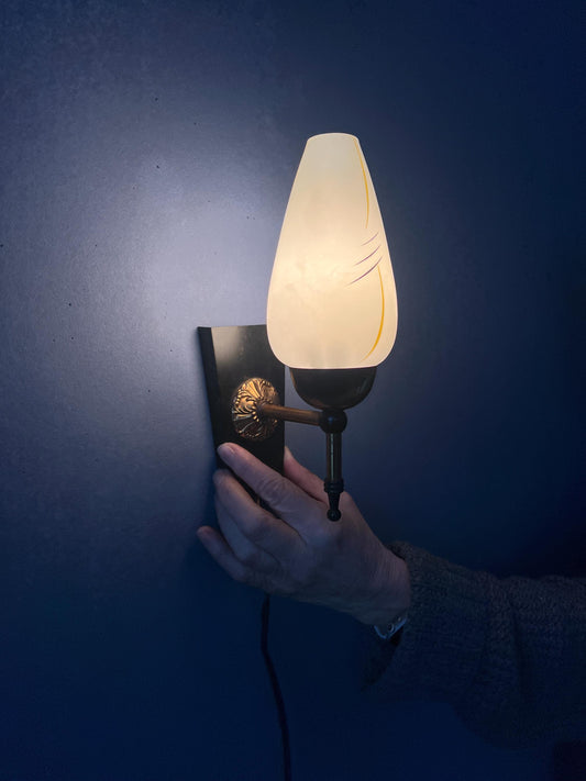 Vintage Mid Century Glass Wall Sconce