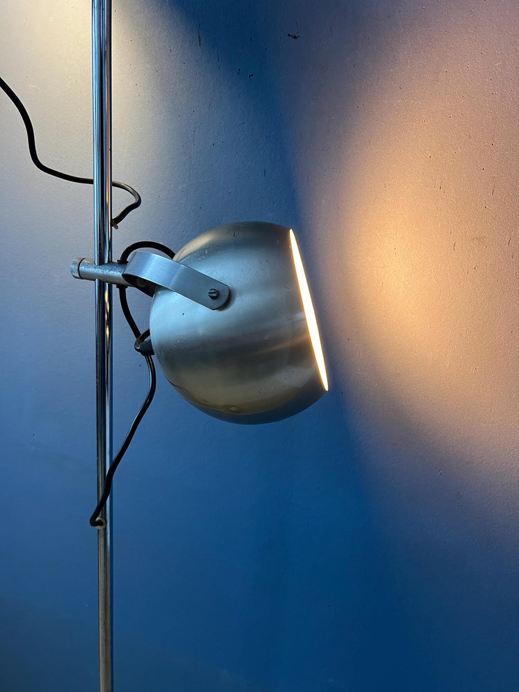 Silver Mid Century Vintage Herda Eyeball Floor Lamp
