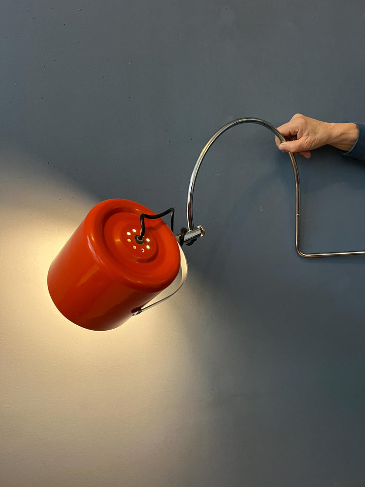 Red Mid Century Anvia Swivel Arc Wall Lamp