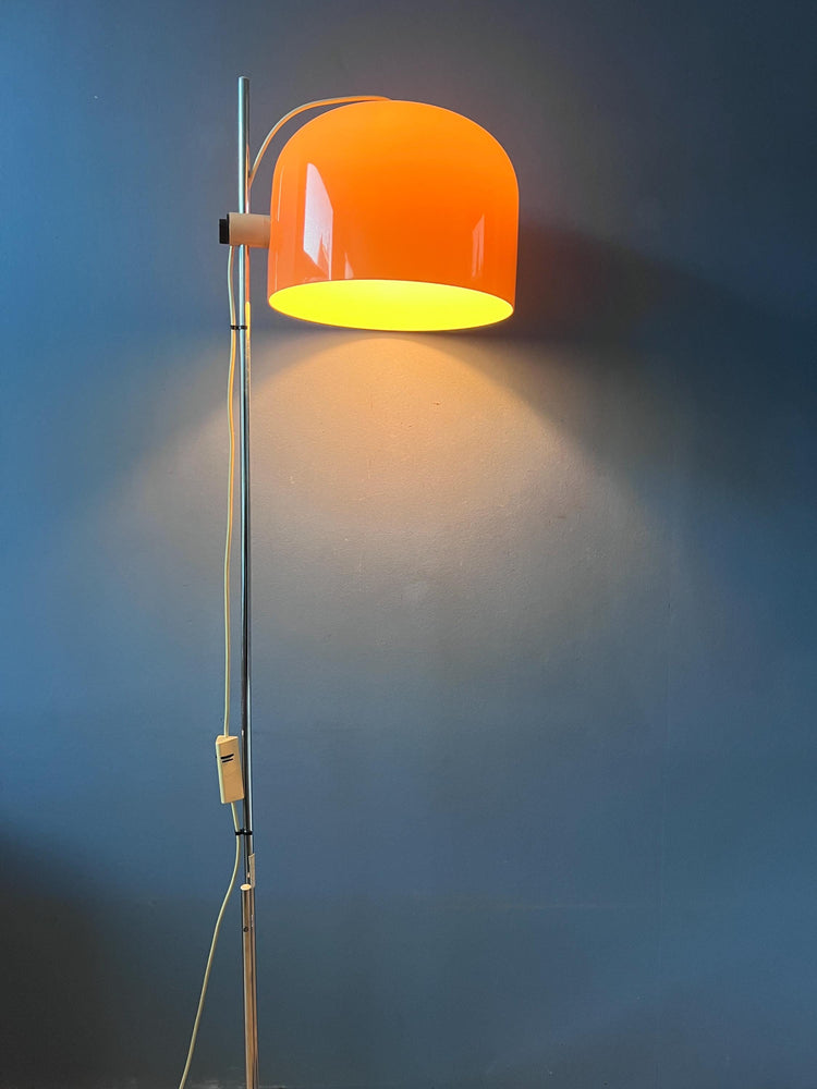 Guzzini Forma Space Age Floor Lamp Chrome Base Orange Shade