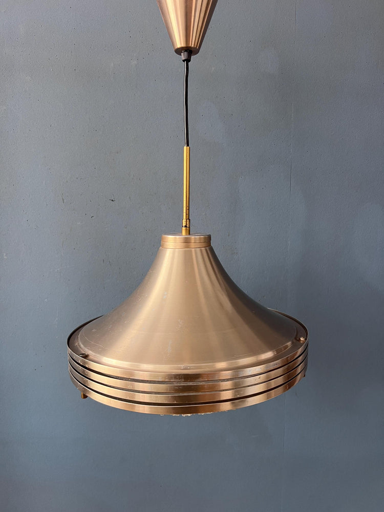 Mid Century Brushed Aluminium Crystal Glass Pendant Light