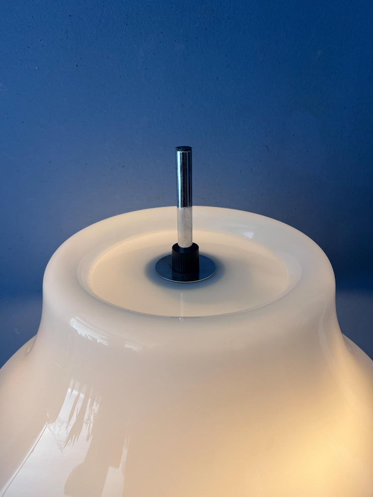 Vintage Space Age Floor Lamp with White Plexiglass UFO Shade