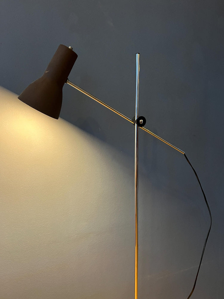 Mid Century Adjustable Brown Floor Lamp