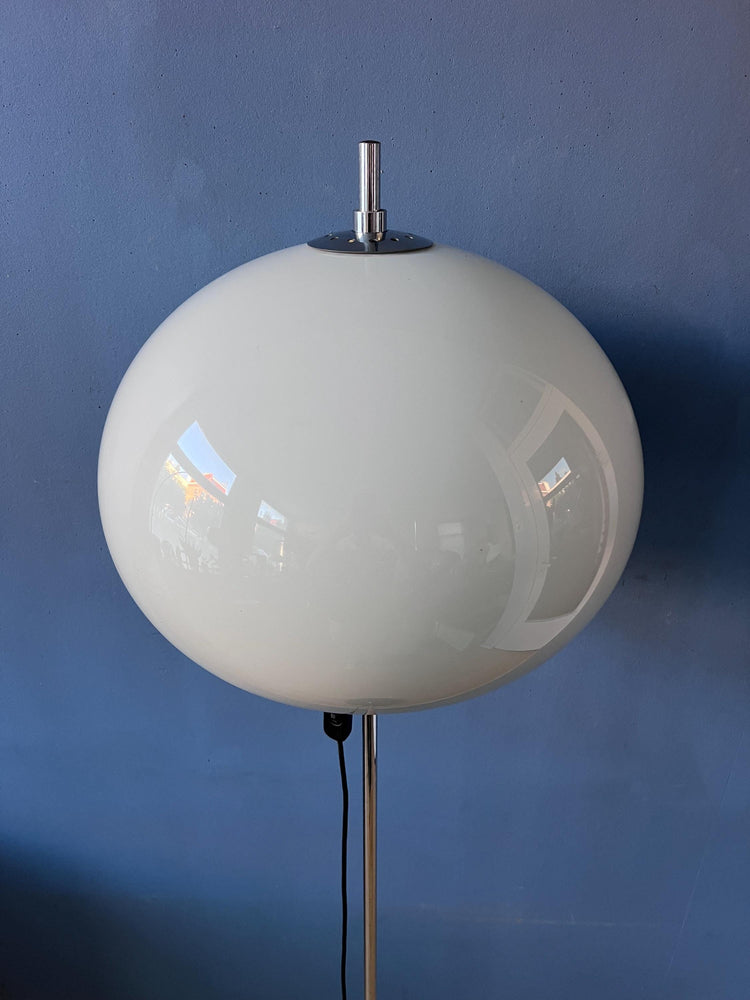 Vintage White Mushroom Floor Lamp | Mid Century Plexiglass Shade