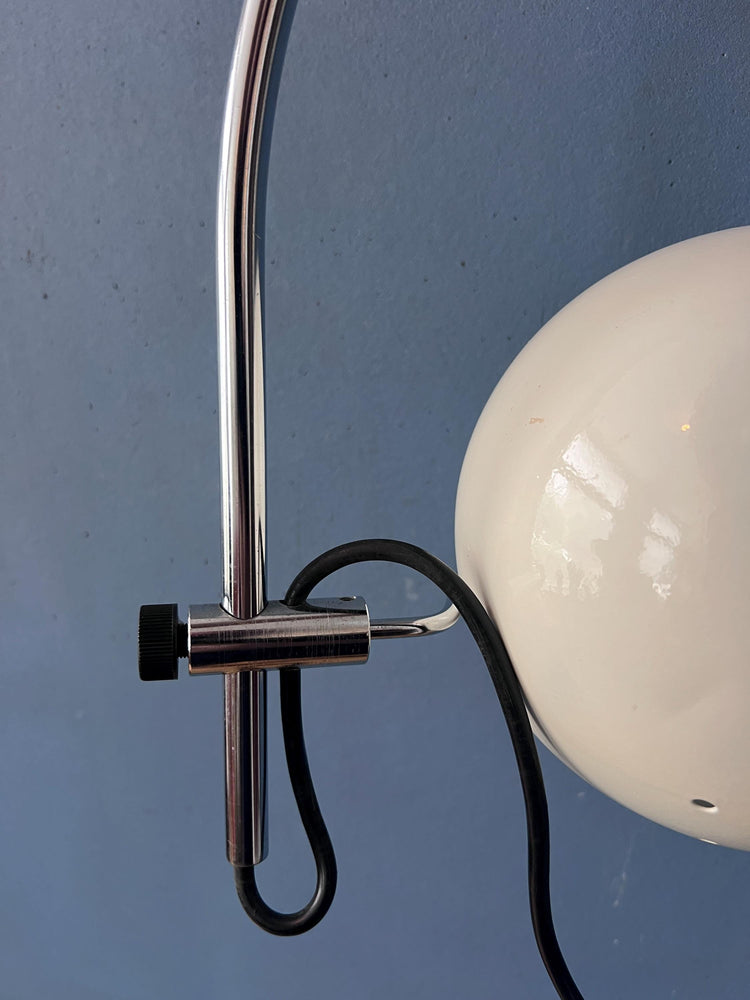 Vintage GEPO Arc Wall Lamp in White Metal, Mid Century Modern Space Age Lighting