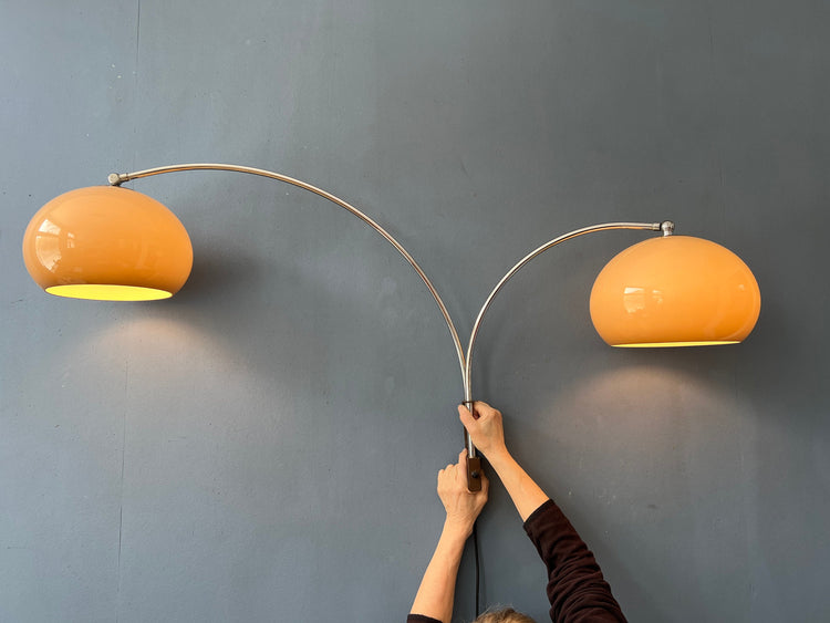 Vintage Double Arc Mushroom Wall Lamp by Dijkstra
