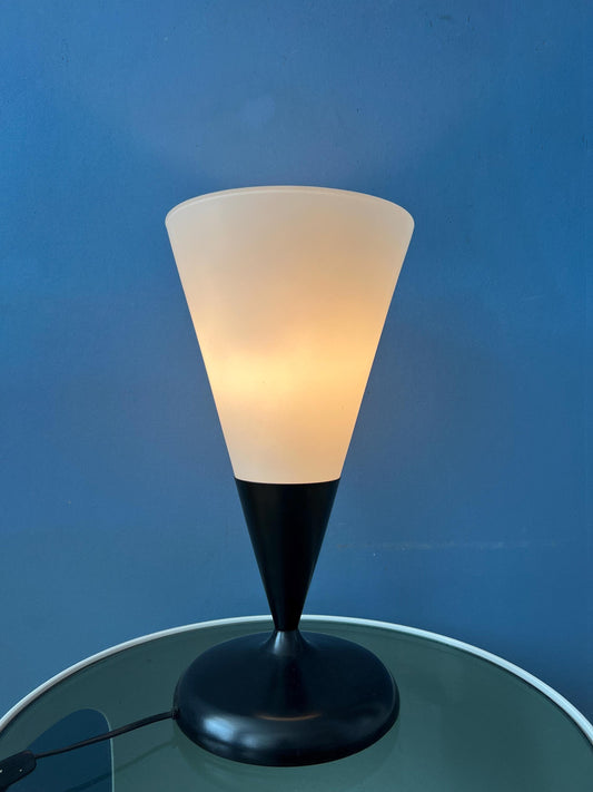 Mid Century Cone Opaline Glass Table Lamp