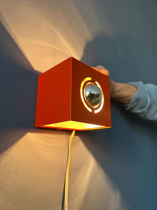 Vintage Orange Philips Space Age 'Cube' Mirror Wall Lamp