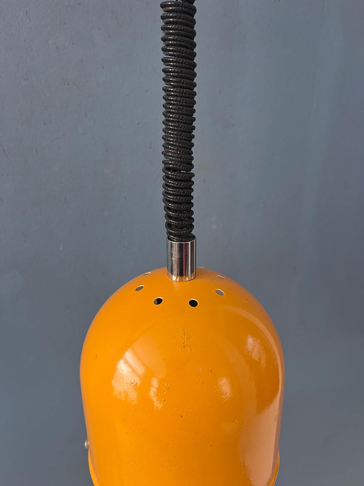 Vintage Yellow Space Age Pendant Lamp, Mid Century Modern Hanging Light