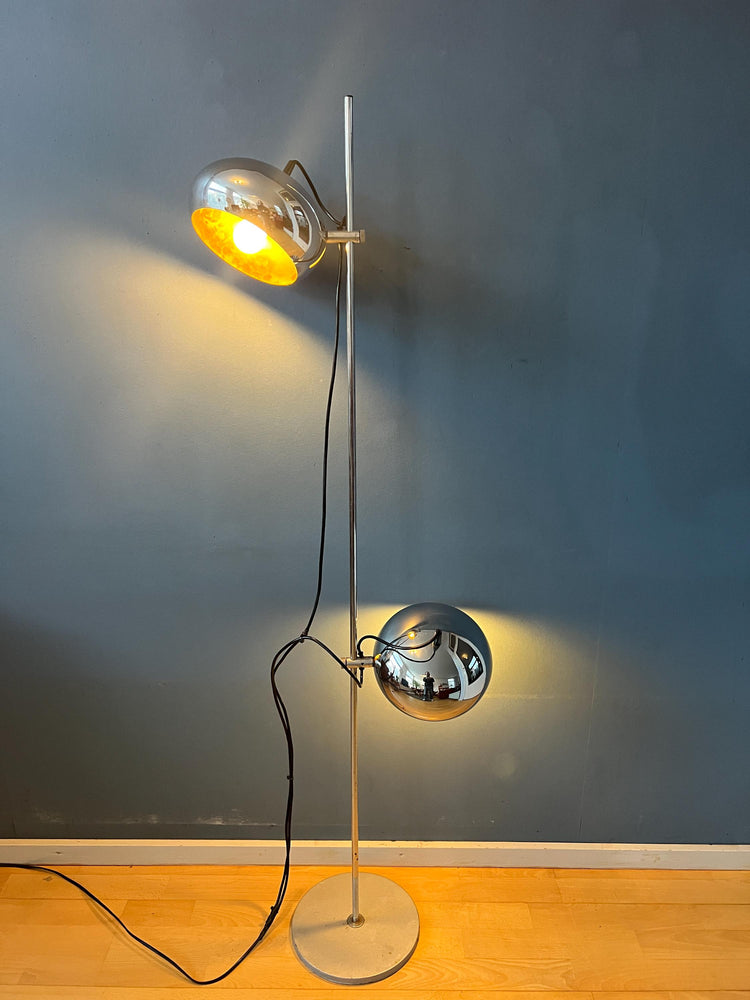 70s Mid Century Chrome Herda Eyeball Floor Lamp