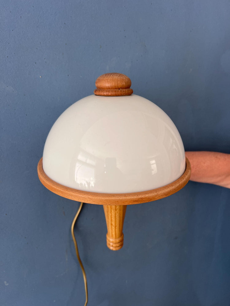 Vintage Steinhauer Wall Lamp Mid Century Adjustable Wooden Arm Plexiglass Light