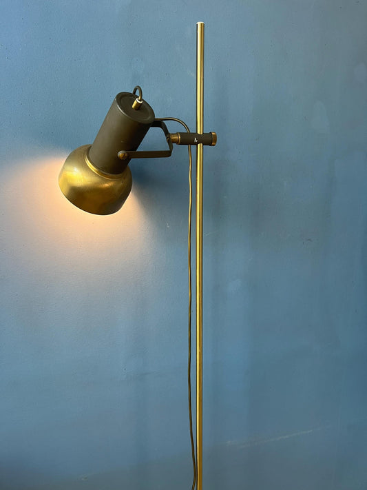 Vintage Brass Floor Lamp with Adjustable Spot