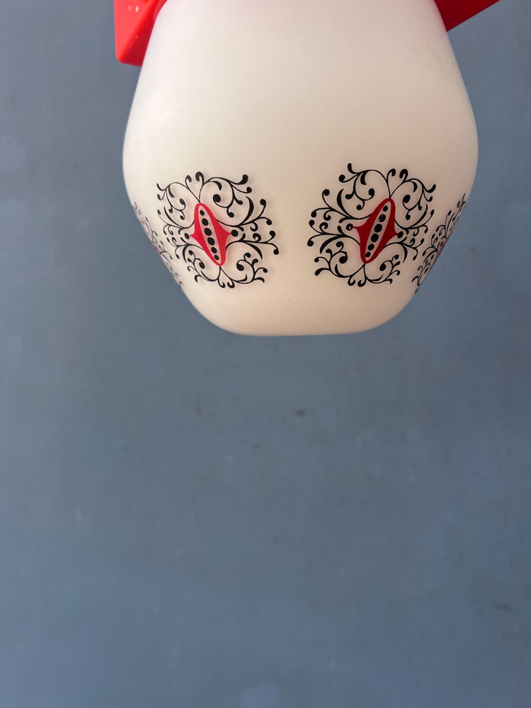 Vintage Opaline Glass Thabur Ceiling Lamp with Orange Ceiling Cap