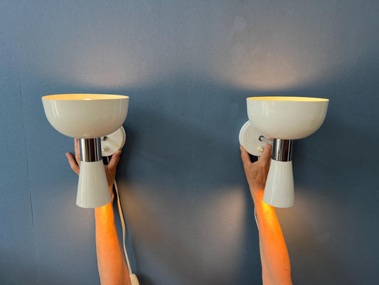 Set of 2 Beige Herda Diabolo Space Age Wall Sconces