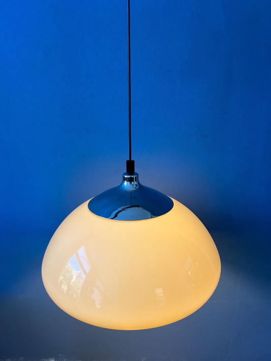 Acrylic Glass Beige Mushroom Pendant Lamp with Chrome Top Cap