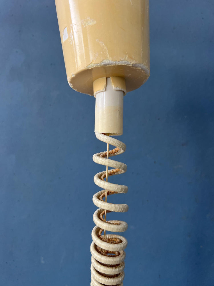 Brown Mid Century Bony Pendant Lamp with Opaline Glass Shades