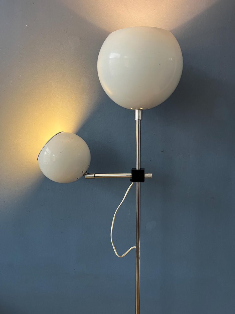 White Mid Century Space Age Eyeball Floor Lamp