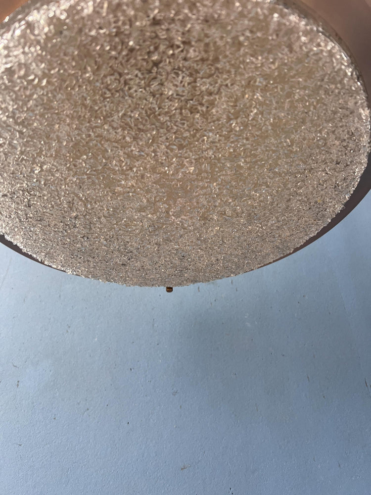Mid Century Brushed Aluminium Crystal Glass Pendant Light