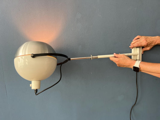 Extendable Dijkstra Mid Century White Globe Wall Lamp